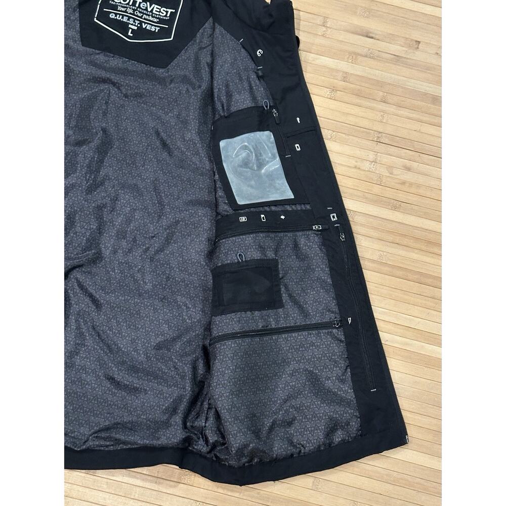 ScotteVest Men's L Quest Vest TEC Pockets Travel Gadgets Black RFID Tech Hooded - Picture 11 of 15